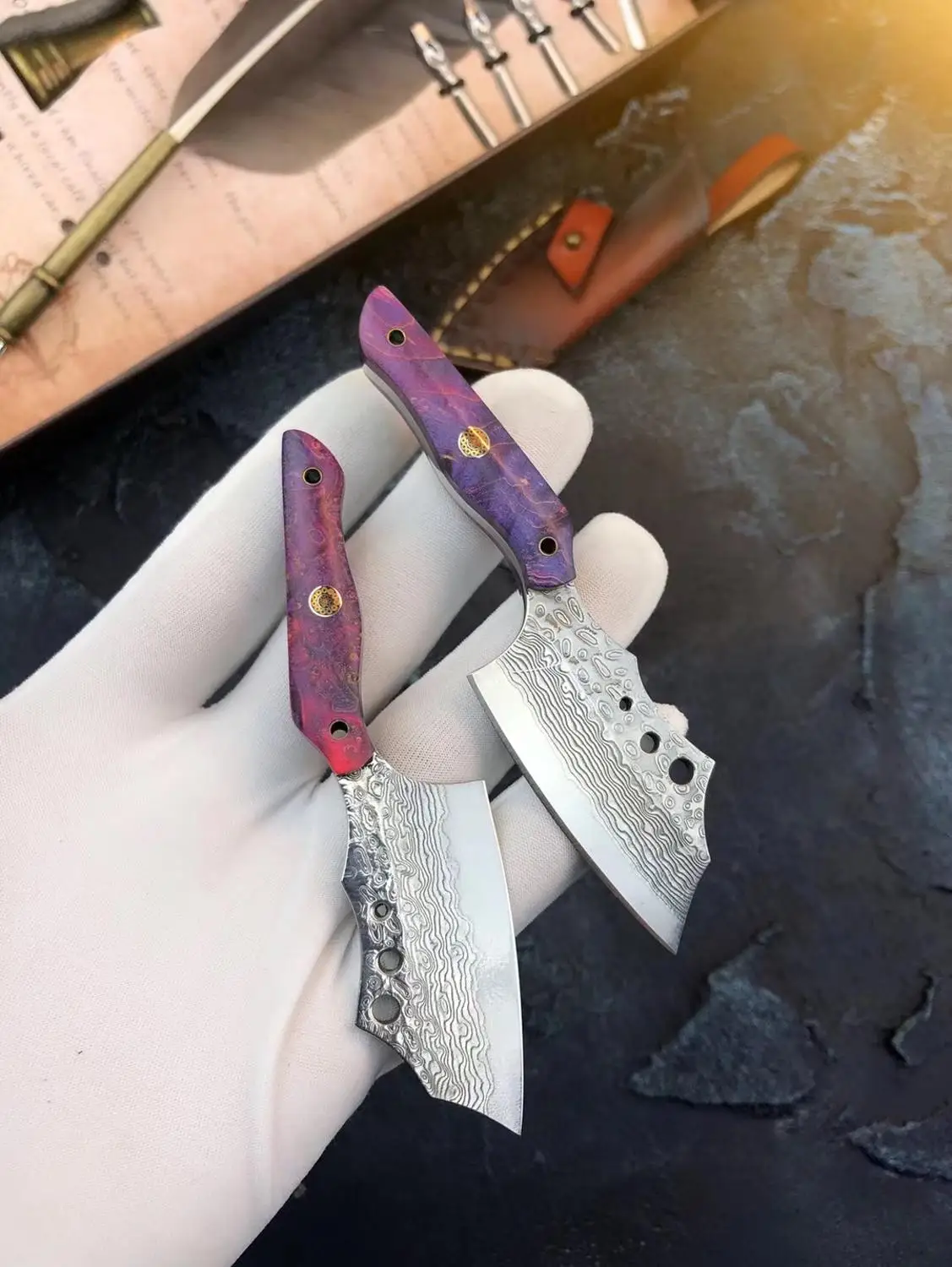 VG10 Дамасская сталь фиксированный нож ручной работы кованый охотничий 60HRC Ebony
