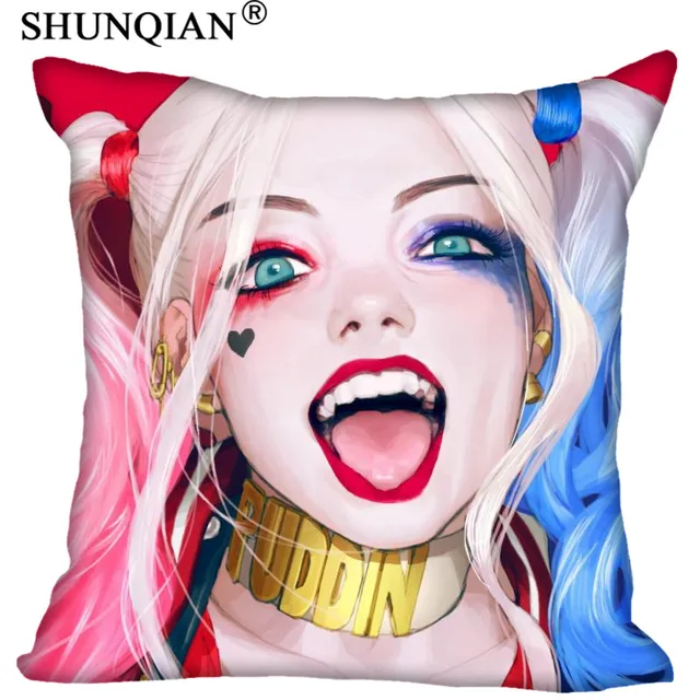 Custom Pillowcase Cover Harley Quinn Square Zipper Pillow Cover (Two