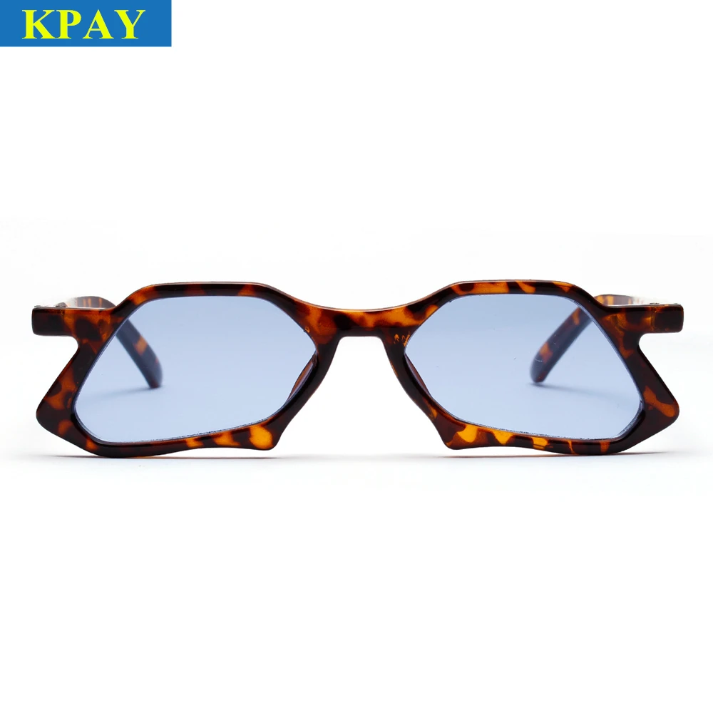 KPAY fashion vintage polygon sunglasses men clear lens 2019 irregular trendy for car sun glasses women uv 400 leopard eyewear