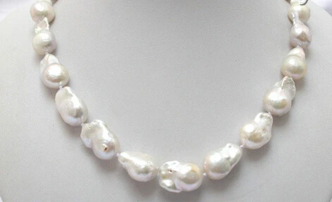 

FREE SHIPPING>@@> N3809 stunning big baroque white keshi reborn freshwater pearls necklace