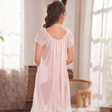 Женская розовая Элегантная ночная рубашка принцессы ночная рубашка в винтажном стиле летняя домашняя одежда в стиле Лолиты с коротким рукавом для беременных