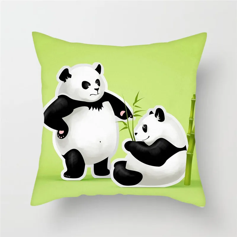 Fuwatacchi لطيف الكرتون الباندا نمط غطاء الوسادة ل أريكة قليلا لطيف الباندا وسادة مطبوعة غطاء وسائد زخرفية المخدة