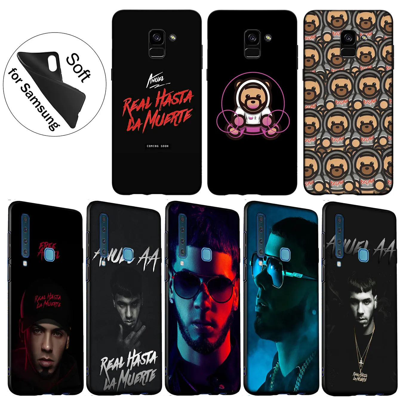 

IYICAO Anuel AA Rapper Pop Soft Silicone Cover Case for Samsung Galaxy A6 Plus A9 A8 A7 2018 A3 A5 2016 2017 Note 9 8