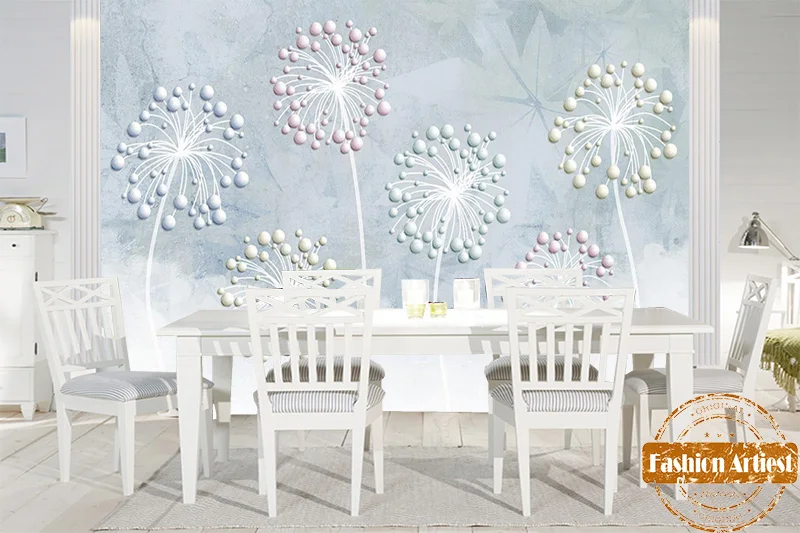 مخصص بسيط أوروبا 3d الزهور الكرة خلفيات جدارية تنقش زهرة الهندباء التلفزيون مكتب أريكة غرفة نوم غرفة المعيشة مقهى مطعم