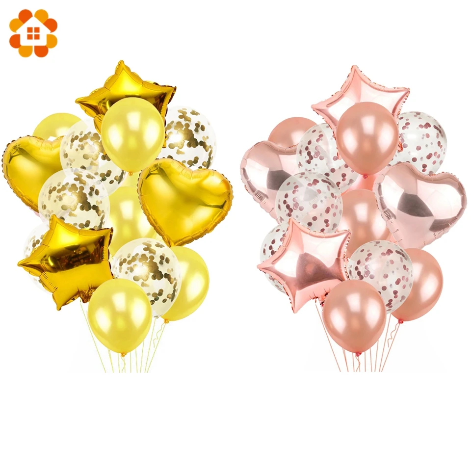 

14pcs 12inch&18inch Champagne Gold Air Balloons Birthday Party Helium Balloon Decorations Wedding Festival Balon Party Supplies