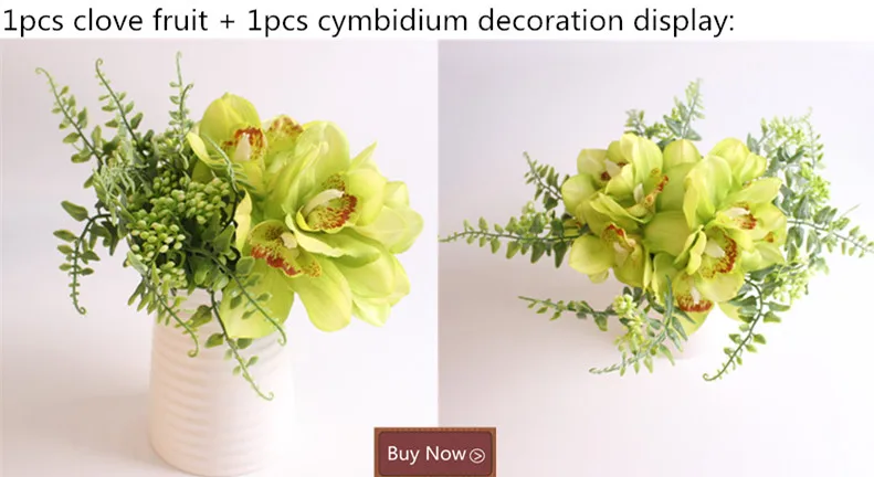 Настоящее прикосновение cymbidium 6 головок короткая съемка украшение стола цветок DIY Свадебные невесты ручной цветы домашний декор искусственная Орхидея