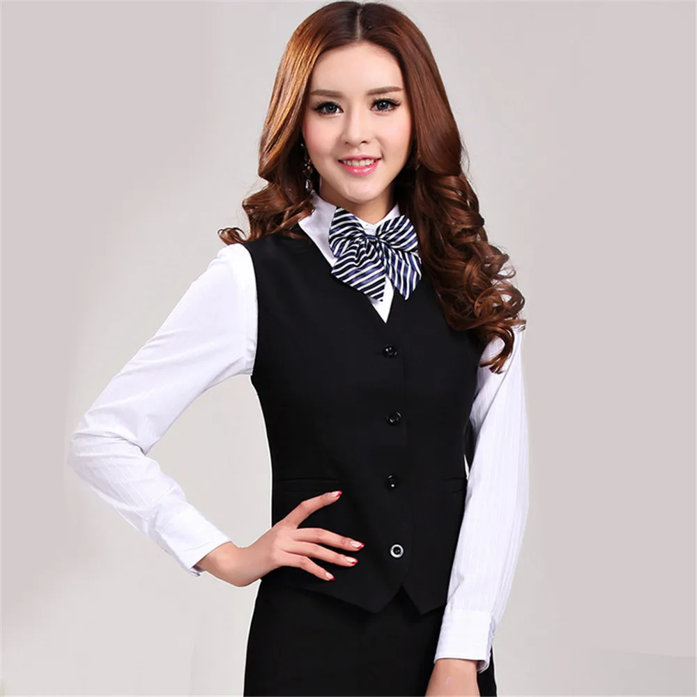 Office Lady waistcoat women plus size Business Career Ladies Vest Work