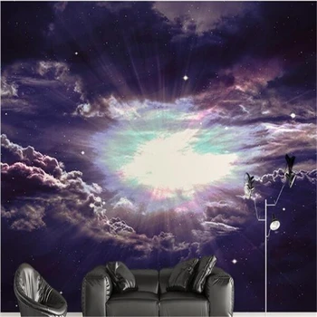 

beibehang Panel Wallpaper Universe Sky Solar System Background Modern Europe Art Mural for Large Painting Home Decor