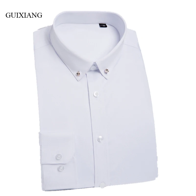 

2017 new arrival style men boutique long sleeve shirts high quality business casual solid slim men's elastic fabric shirt 37-46