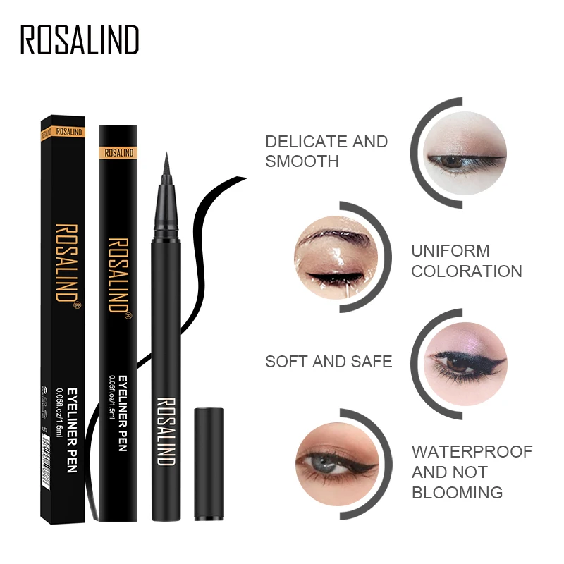 

ROSALIND glitter Eyeliner Make up Black Waterproof Eyeliner Eyes Long-lasting Cosmetics professional makeup full Pen Eye Liner