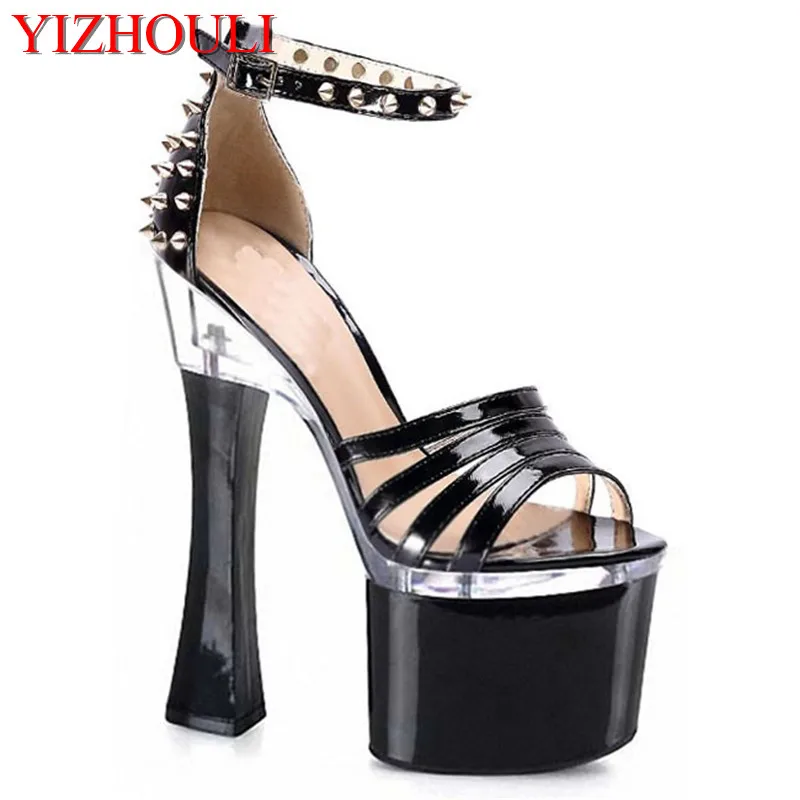 

18 cm high heels Party with hollow rivets bag with sandals nightclub shoe manufacturers selling new selling women's shoes