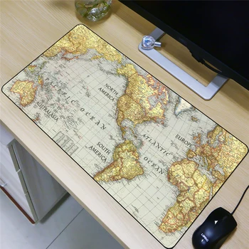 

FFFAS Big 80x40cm Super Mouse Pad World Map Earth Art Decor Desk Table Cushion Map of the World XL Mousepad Natural Rubber Game