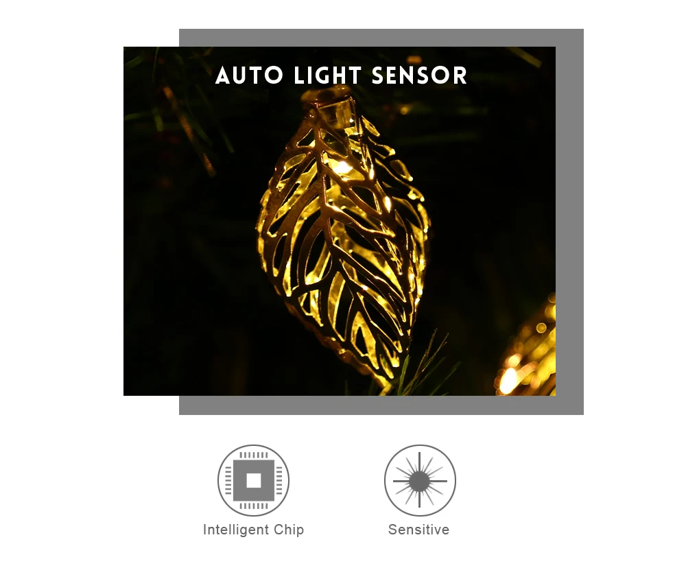 VCT - SLC - 041 20 LEDs Iron Tree Leaf Solar String Light for Holiday Home Party Garden Decoration