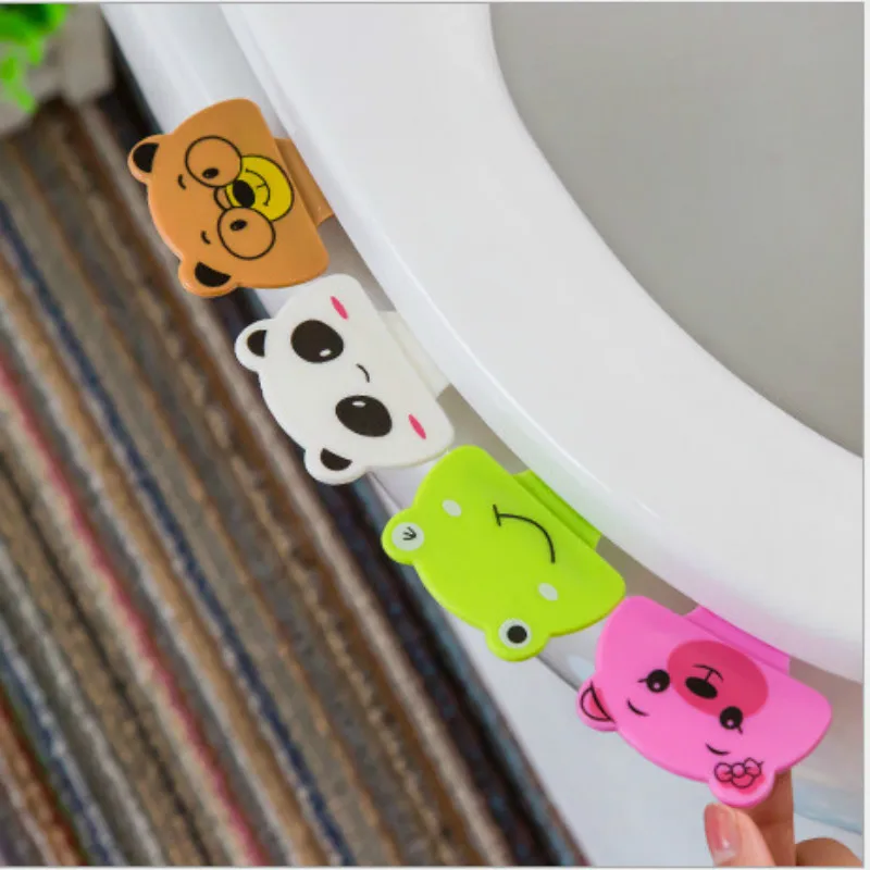 

5 pcs bathroom cute cartoon toilet cover lifting device bathroom toilet lid portable toilet seat clamshell holder accessories