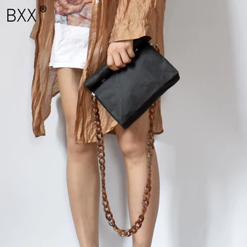 

[BXX]New Vintage Women Handbag Vintage Kraft Paper Folds Tote Bag Female Shoulder Bag Environmental Protection Material HE172