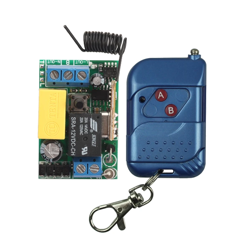 

AC 220V 1 CH Mini Remote Control Switch 10A Relay Small Receiver Light Lamp LED Bulb Wireless Remote Lighting Switch 315 433.92