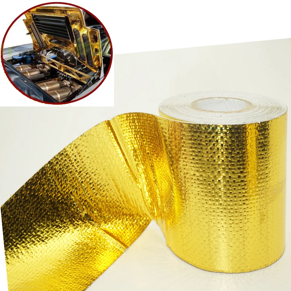 10 м* 5 см Золотая фольга теплоизоляционная лента шлангов отражающий экран Клей