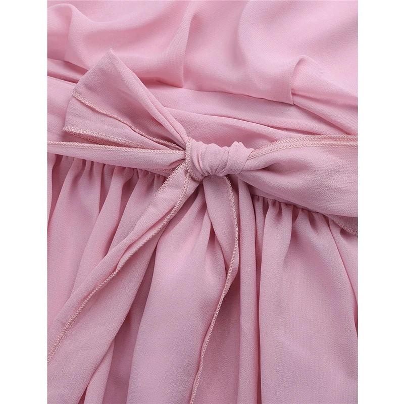 Vestido de Dama de Honra Festa de Casamento sem Mangas Vestido de Baile de Formatura Vestido de Comprimento Mulheres Senhoras Elegante Chiffon Longo Halter Completo 28 High Quality Casamentos e Eventos