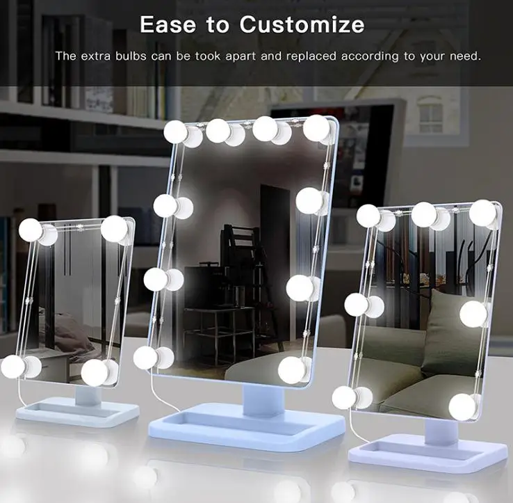 

10Pcs Makeup Mirror Vanity LED Light Bulbs lamp Brightness Touch Adjustable Lighted Make up Mirrors Cosmetic lights