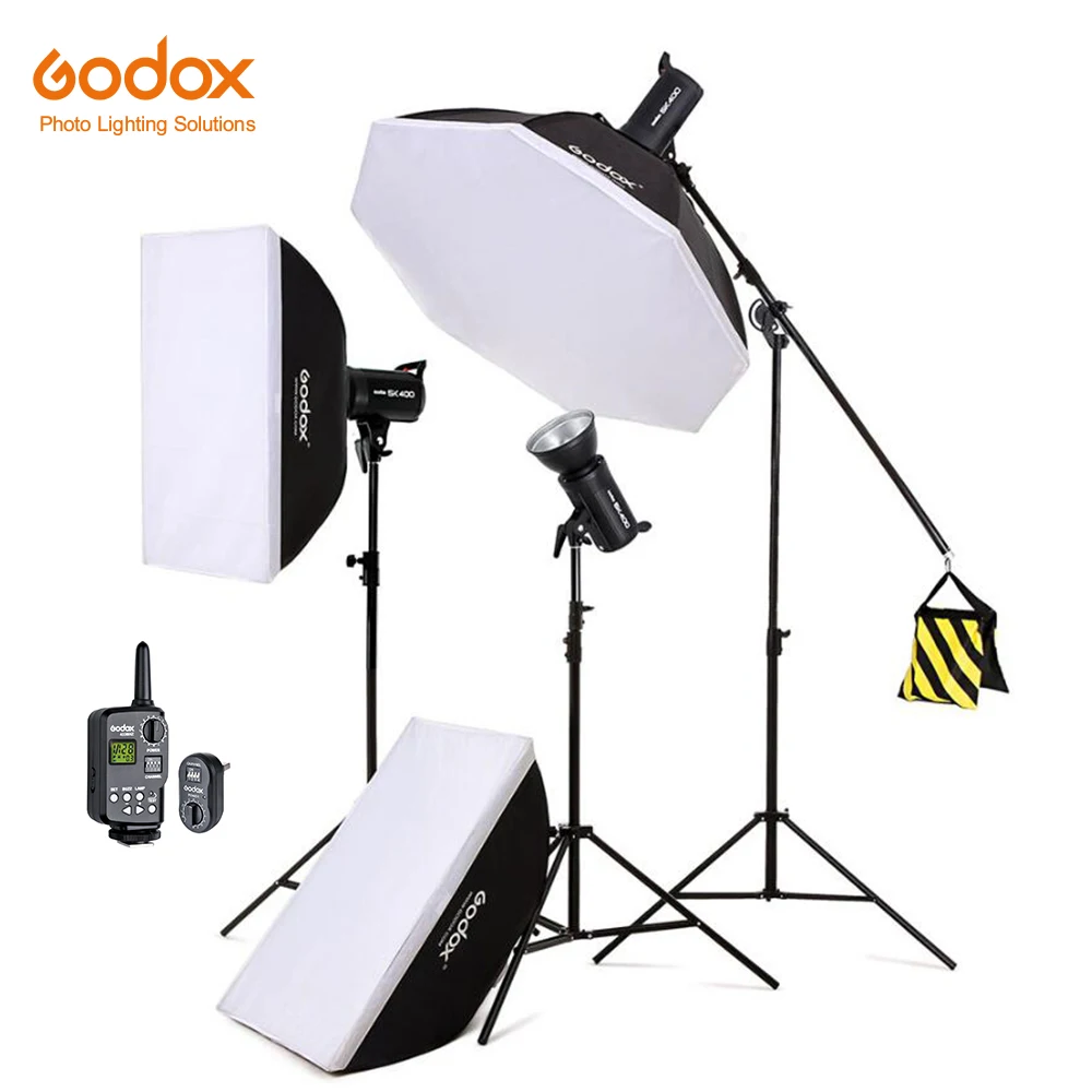 

Free DHL 1200W Godox SK400 3x 400W Photo Studio Flash Lighting,Softbox,Light Stand, Studio Boom Arm Top Light Stand