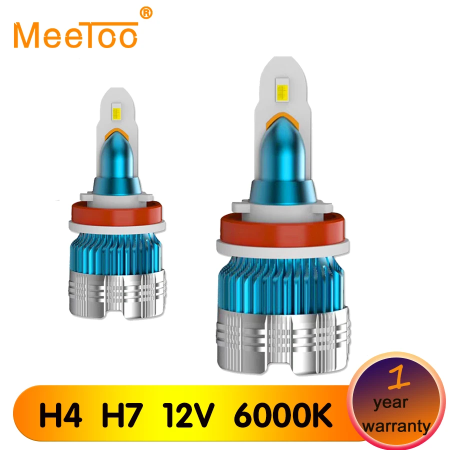 

MeeToo H4 H7 Led Car Headlight Bulbs 12V 6000K H1 9005 9006 Luces Led Para Auto Led H11 H8 H9 Lamps For Auto Cars Scooter 12342