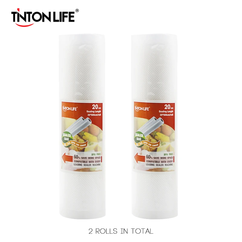 TINTON LIFE 20cm 500cm 2 Rolls Set Vacuum Sealer Storage Bags Grade For Sous Vide And