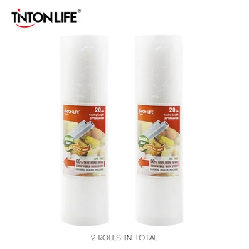 

TINTON LIFE 20cmx500cm/ 2 Rolls Vacuum Sealer Food Saver Bags Food Storage Bags