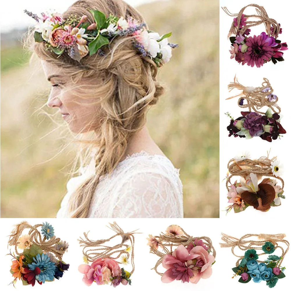 Bridal Bohemian Style Rose Flower Crown Headband Quality Wreath Women