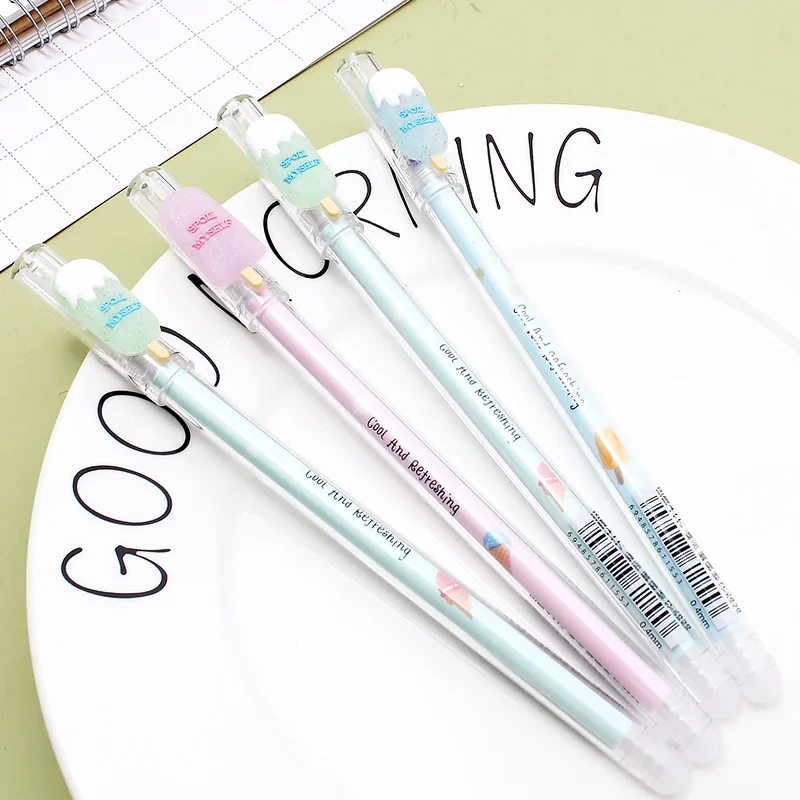 

3PCS Cute Ice Cream Erasable Gel Pen School Office Supply Student Stationery Writing Signing Pen Blue Ink 0.4mm