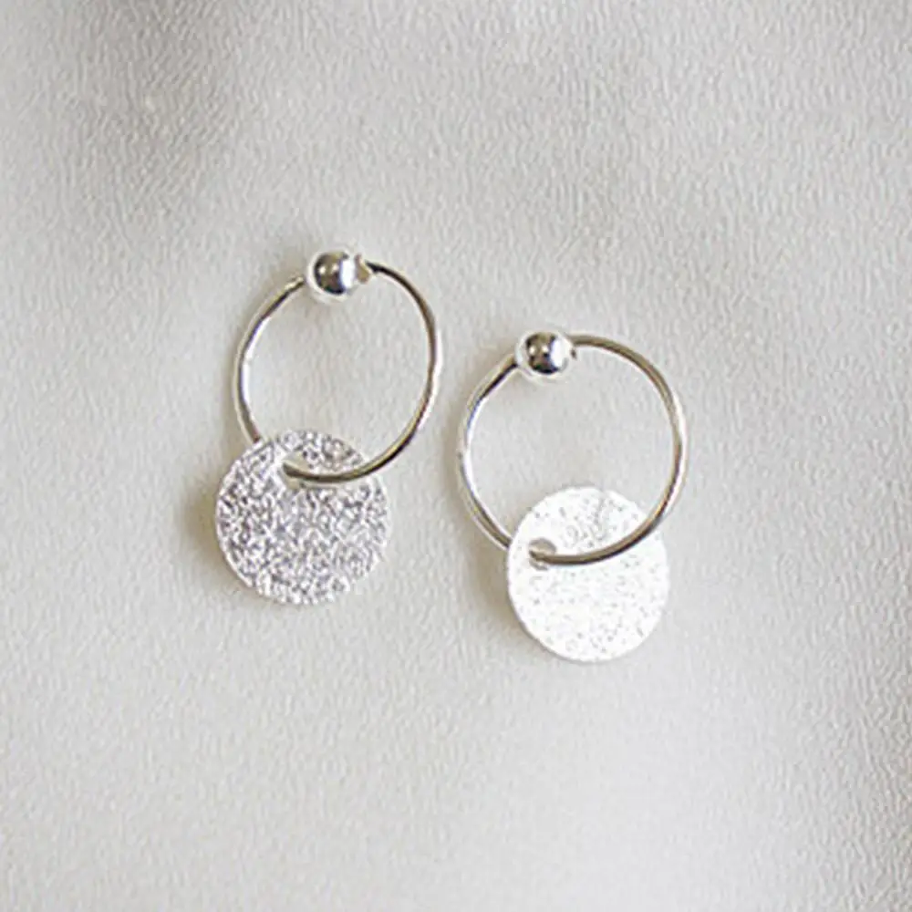 925 пробы серебряные круглые дисковые серьги, Висячие круглые серьга в стиле «минимализм», подарки для подружки невесты, изящная серьга, цена