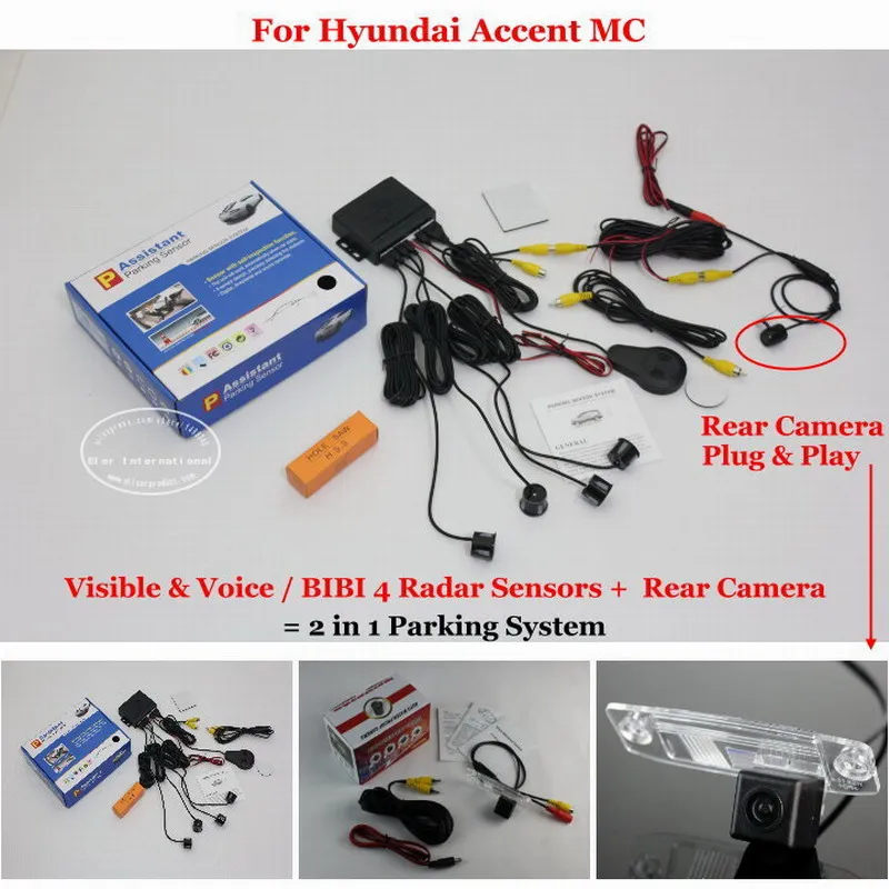 

Liislee For Hyundai Accent MC 2005~2011 - Car Parking Sensors + Rear View Back Up Camera = 2 in 1 Visual Alarm Parking System