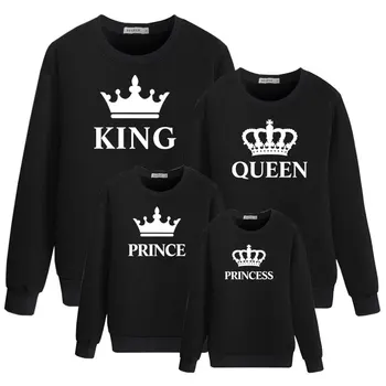 

King queen prince princess family matching outfits t shirt for father mother son daughter sweatshirt mommy and me clothes sister