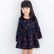Cherry Baby Dresses for Girls Long Sleeve Princess Dress Girl New Year Costume Soft Cotton Party Clothing 2-8Y