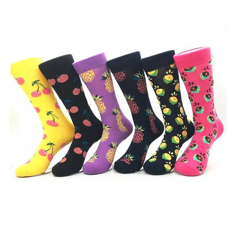 

harajuku design socks women men Fruits pattern cute socks funny Cherry Avocado pineapple pattern lovely sock calcetines meias