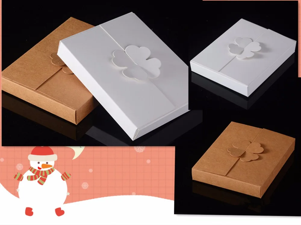 

20pcs/lot 16*12.6*2.5cm Kraft Paper Gift Boxes Cake knife and fork Packing Box DIY Handmade blank Favor Clover Paper Boxes