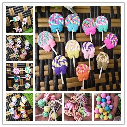 

10pcs New Coming Hot kawaii Miniature Clay Rainbow Lollipop, for Phone Decoration, Crafts Making, Scrapbooking DIY