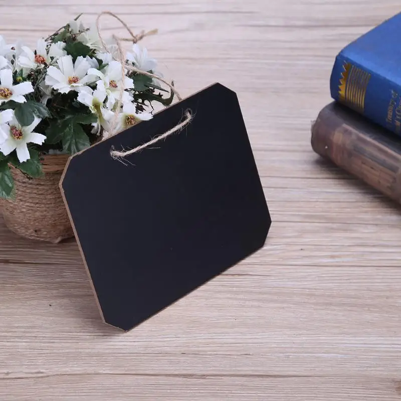 

VODOOL 5pcs Mini Wooden Hanging Blackboard Message Memo Chalkboard Home Event Party Decor Black Board Office School Supplies