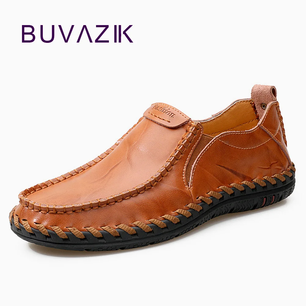 

BUVAZIK Men genuine leather casual shoes solid high quality loafers comfortable and soft