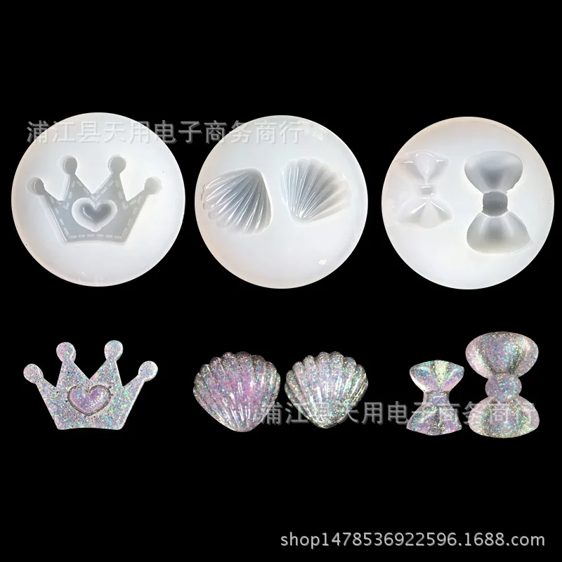 

Semi-transparent Silica Gel Mould for Large and Small Butterfly-knotted Crown Shells Crystal UV Drop Gel Jewelry Mould