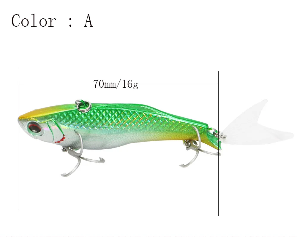 AI-SHOUYU, 1 шт., новинка, VIB, приманка, 70 мм/16 г, жесткая рыболовная приманка, вибрационная приманка с пластиковым хвостом, зимняя, ледяная, соленая, рыболовная снасть