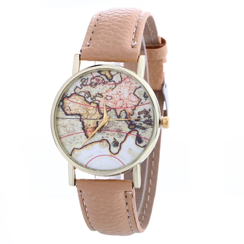 Women's watches 2018 fashion casual watches Creative Map Pattern Quartz Watch Leather Strap Belt Table Watch clock Relogios M17 (7)