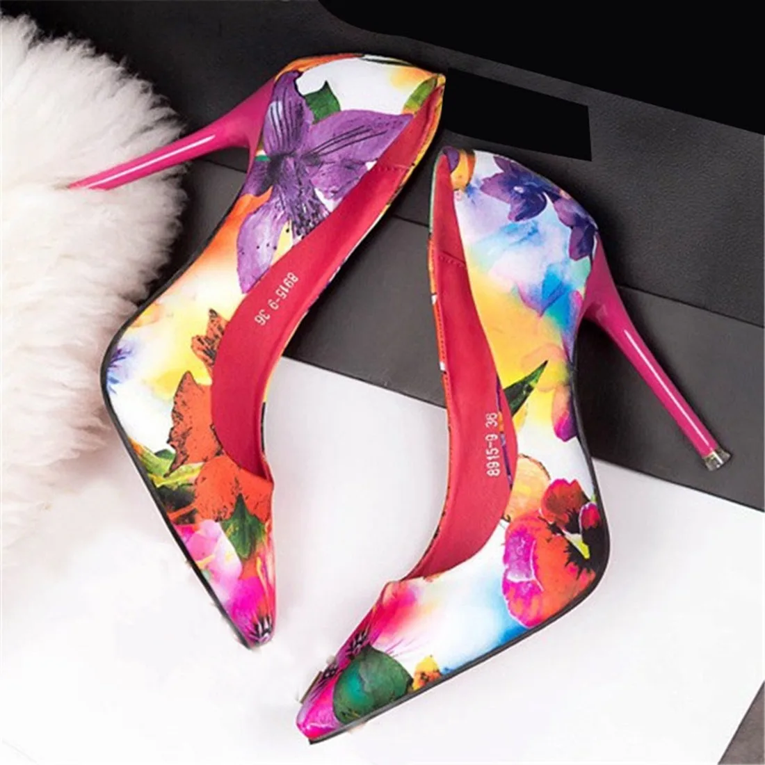 rose Mode Nightclub Stiletto Chaussures Fleur Flore Pompes Bleu Talons En De Mariage Sexy Bout Daim Hauts Femmes Pointu À xRfqwaUZ0R