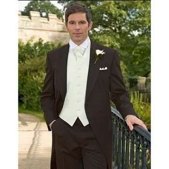

New Special Offer Wedding Suits For Men Men Tailcoat 3 Pieces Suits Vest Wedding For Peaked Lapel Groom (jacket+pants+ves)