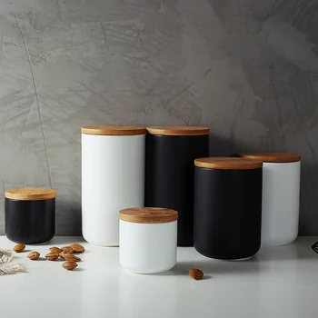 

HIPSTEEN Sealed Ceramic Storage Jar for Spices Tank Container for Eating with Lid Bottle Coffee Tea Caddy Kitchen 260ML 800ML