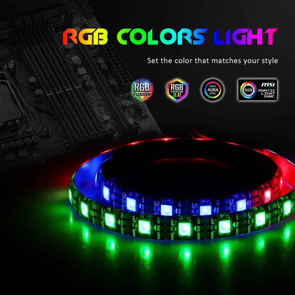 Dream color WS2812b Светодиодная лента для ПК, для ASUS Aura SYNC, MSI Mystic светильник SYNC, GIGABYTE RGB Fusion 5V 3Pin коннектор на материнской плате