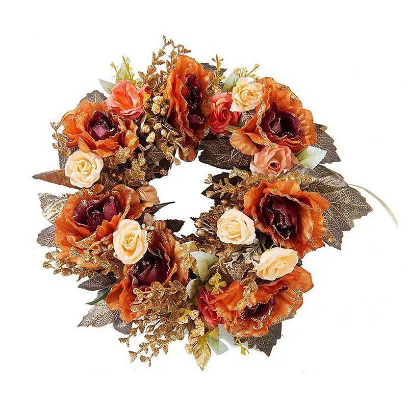 

Artificial Silk Flower Wreath Home Wall Hanging Party Wedding Prop Decoration Fake Flower Garland for Christmas Festival Supply
