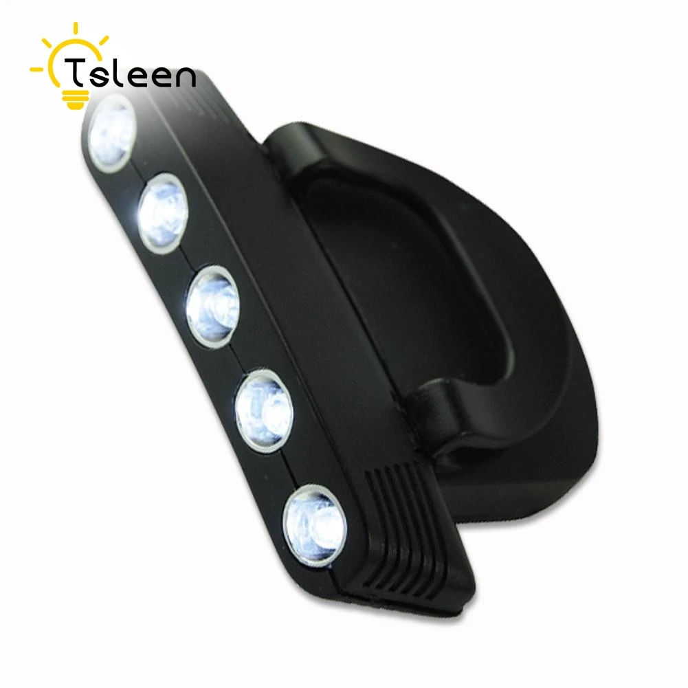 

TSLEEN New Iron Clip Head Lamp 5 LED Battery Powered Head Light For Fishing Camping Hunting Hiking Hat Torch Hunt Cap Headlight