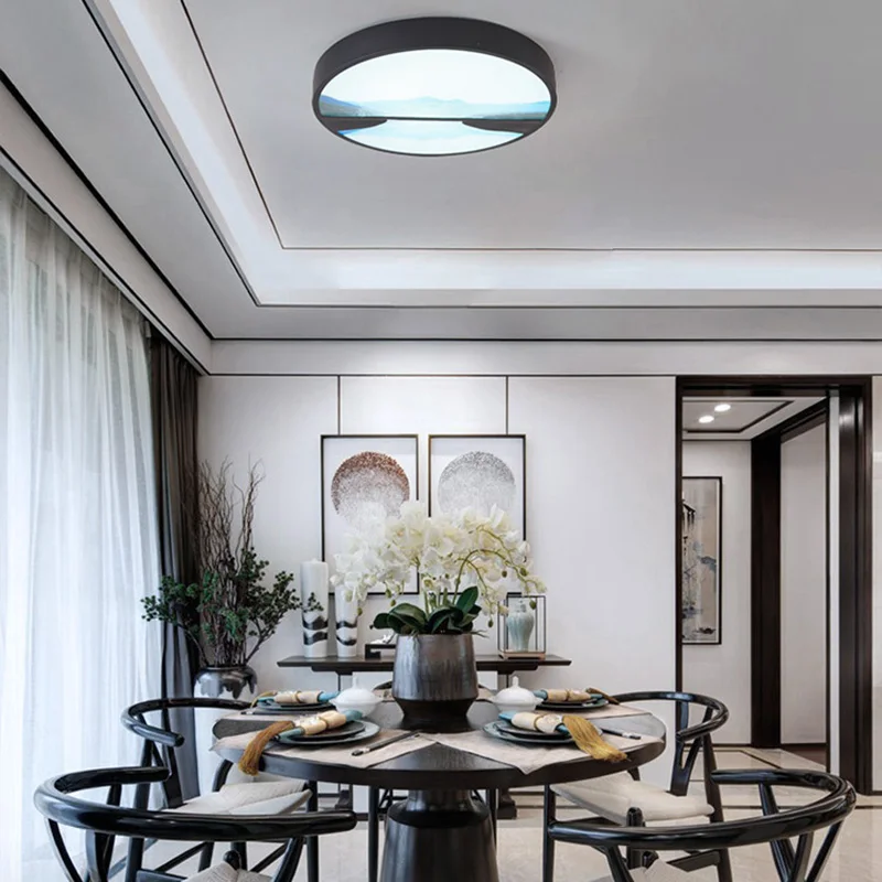 Тонкий творческий спальня лампа простой современный новый китайское круглое потолочный светильник Гостиная каллиграфия ресторан лампа