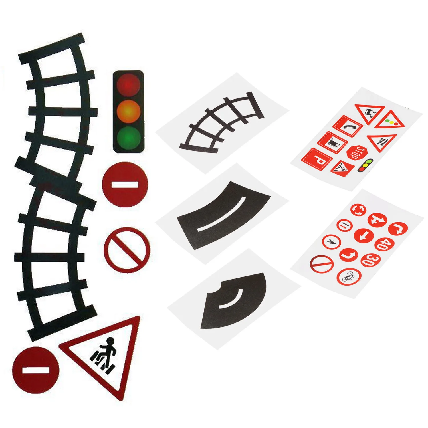 

Kids 5pcs DIY Traffic Road Railway Adhesive Removable Washi Curves Tape Signs Sticker Vehicle Car Traffic Signs Decal Toy