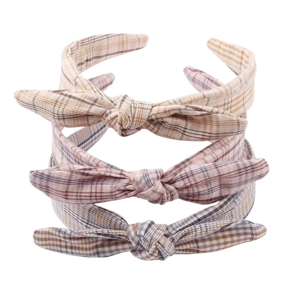 

2019 New Headwear Headbands Wired Headband Polka Dot Tartan Retro Bow Hairbands Hair Accessories